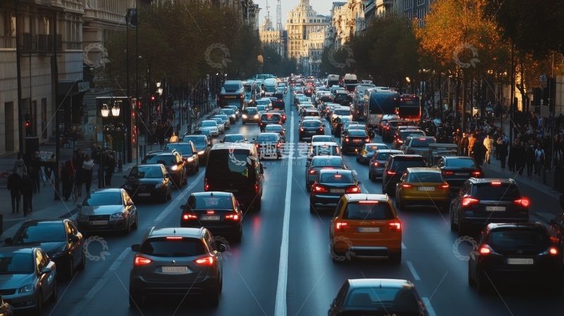 高清大图下载【趣麦麦图】城市街道繁忙的交通景象