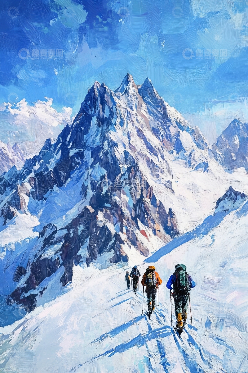 高清大图下载【趣麦麦图】雪山攀登者