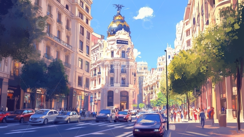 高清大图下载【趣麦麦图】繁华都市街道与古典建筑