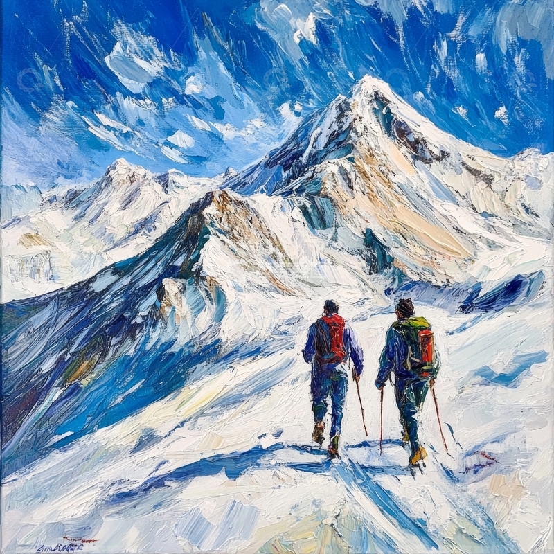 高清大图下载【趣麦麦图】雪山攀登者