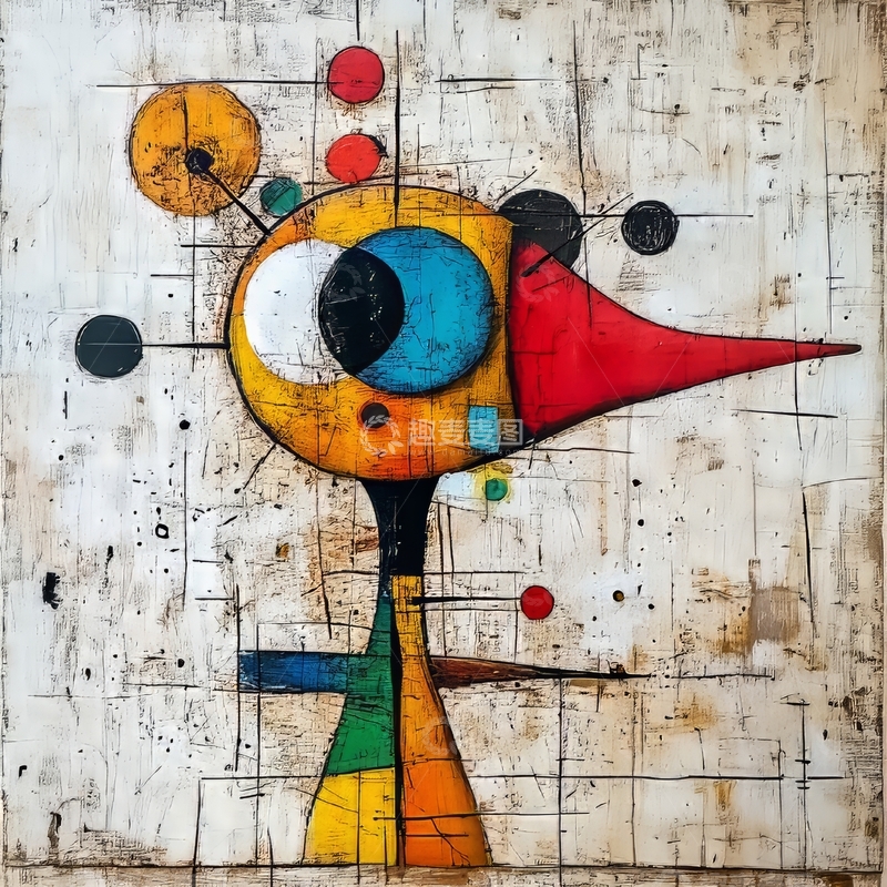 高清大图下载【趣麦麦图】抽象色彩鸟形图案