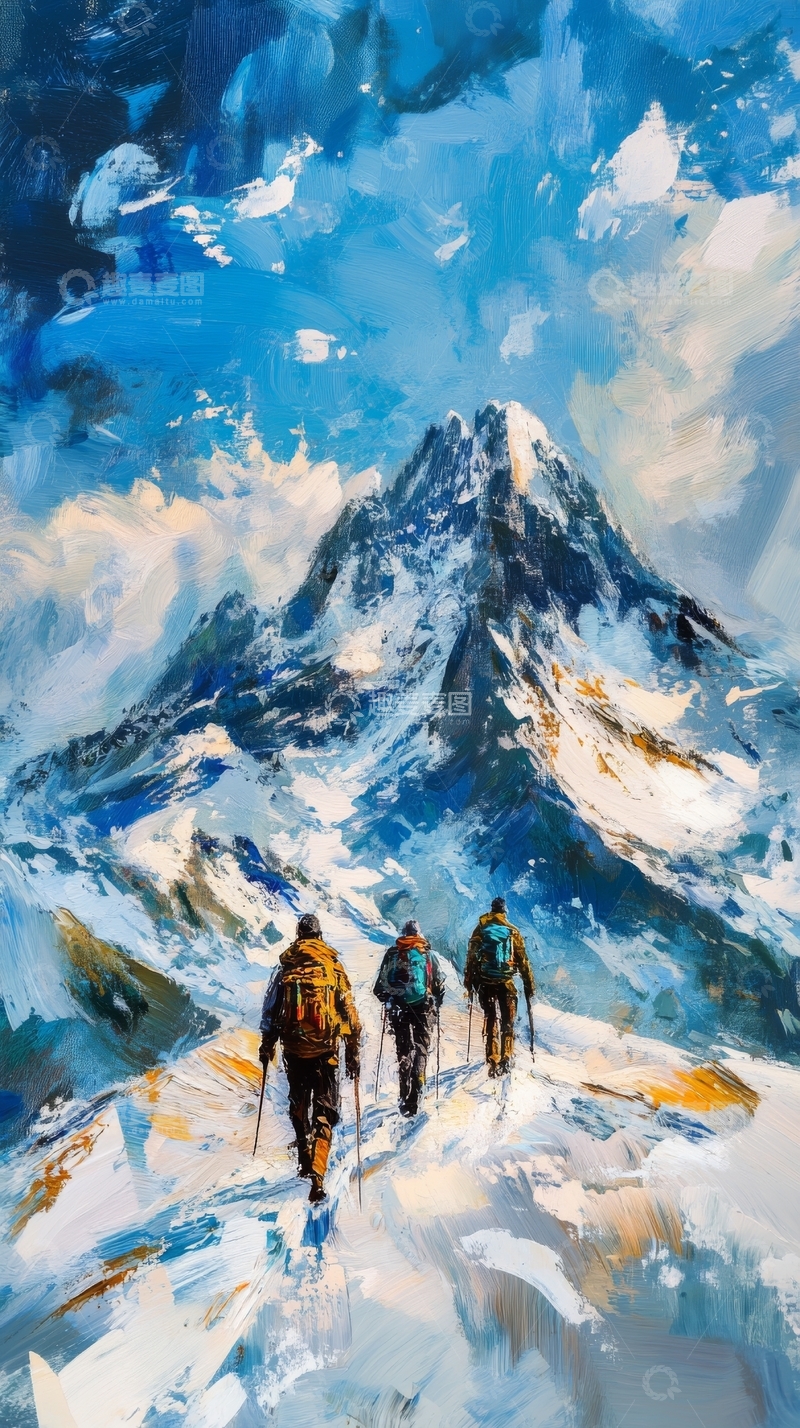 高清大图下载【趣麦麦图】雪山攀登者