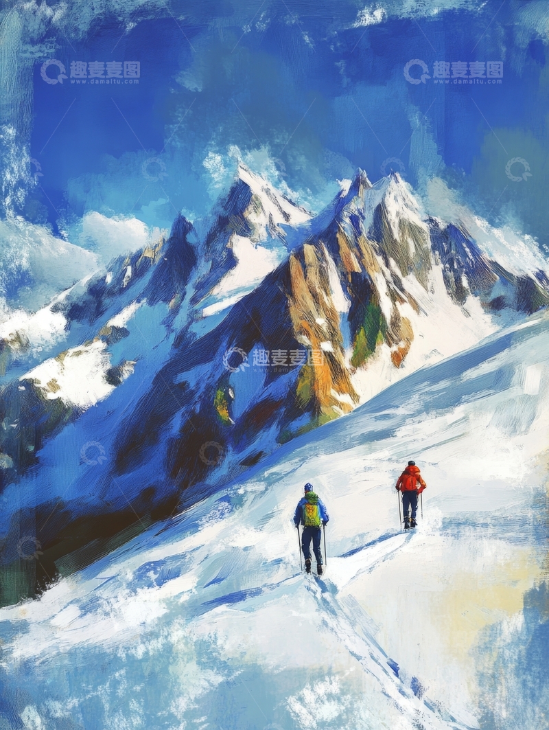 高清大图下载【趣麦麦图】雪山攀登者