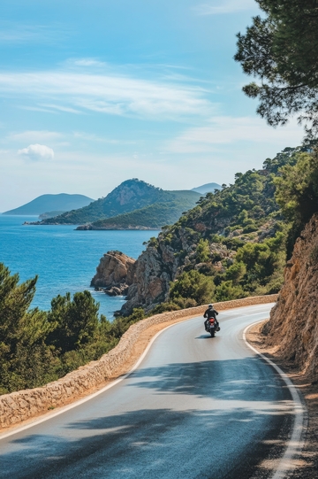 沿海公路上的摩托车骑行