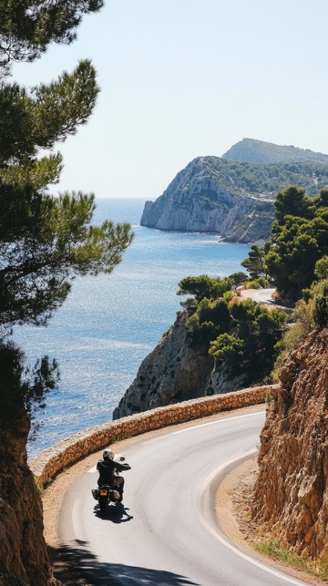 沿海公路上的摩托车骑行