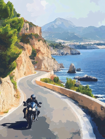 沿海公路上的摩托车骑行