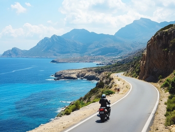 沿海公路上的摩托车骑行