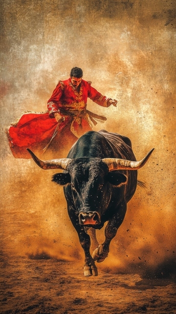 斗牛士与公牛的激烈对决