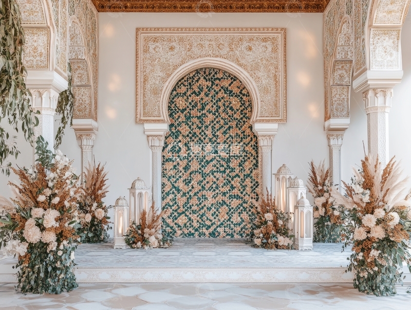 高清大图下载【趣麦麦图】华丽拱门装饰的室内场景