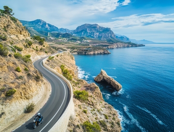 沿海公路上的摩托车骑行
