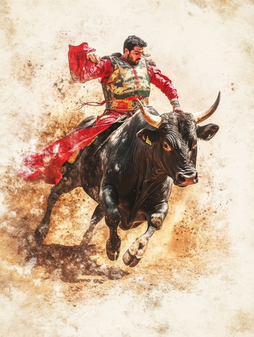 斗牛士与公牛的激烈对决