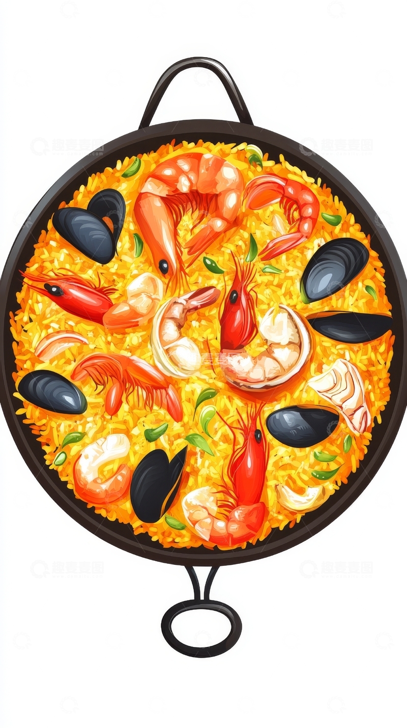 高清大图下载【趣麦麦图】海鲜饭锅插画