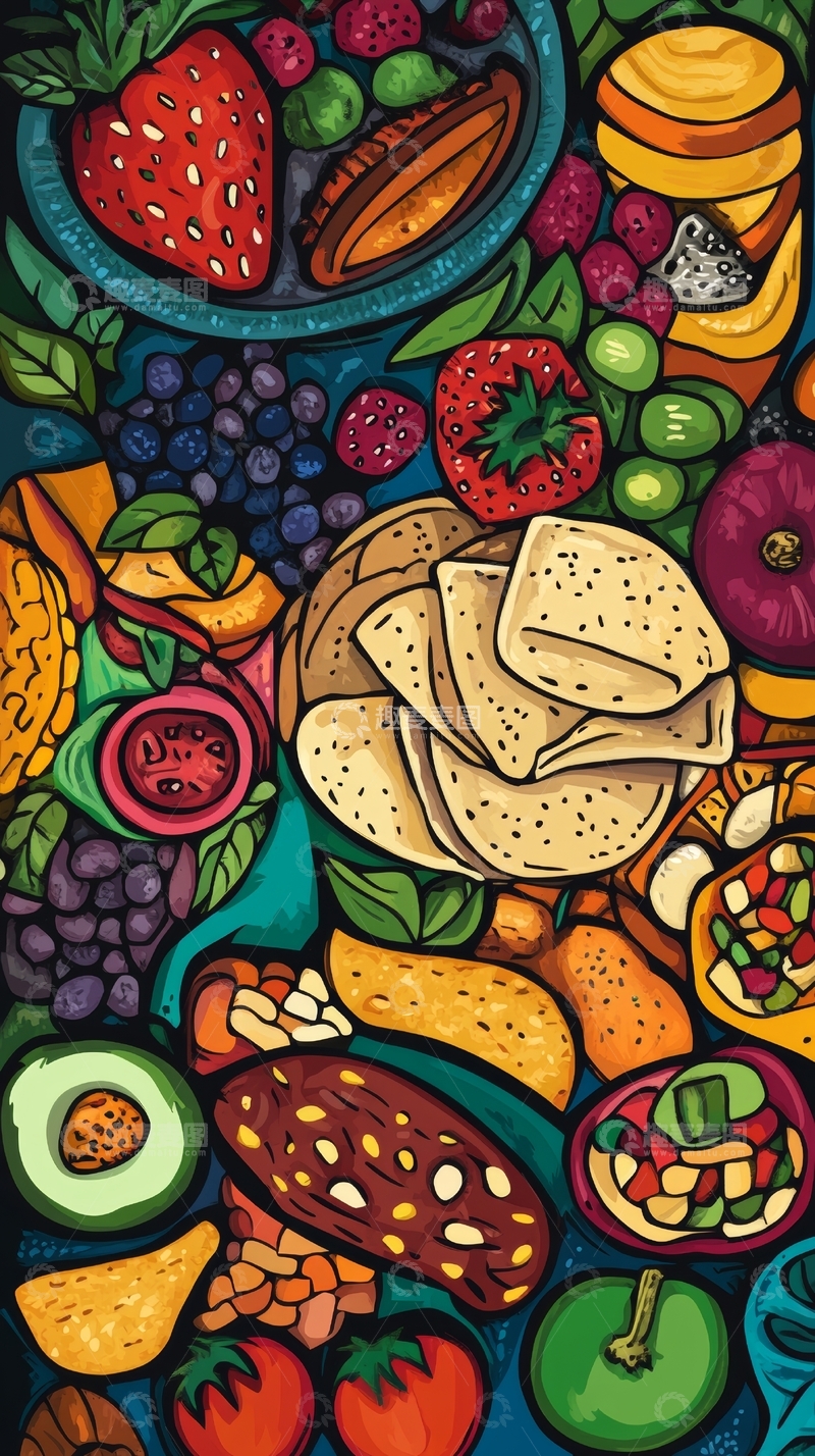 高清大图下载【趣麦麦图】色彩斑斓的食物拼盘