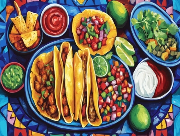 色彩斑斓的墨西哥美食拼盘