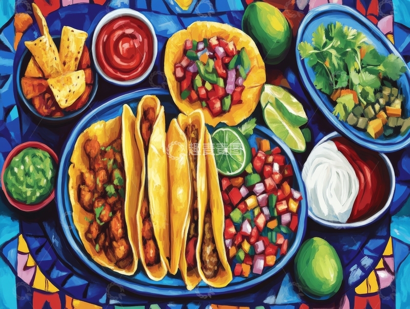 高清大图下载【趣麦麦图】色彩斑斓的墨西哥美食拼盘