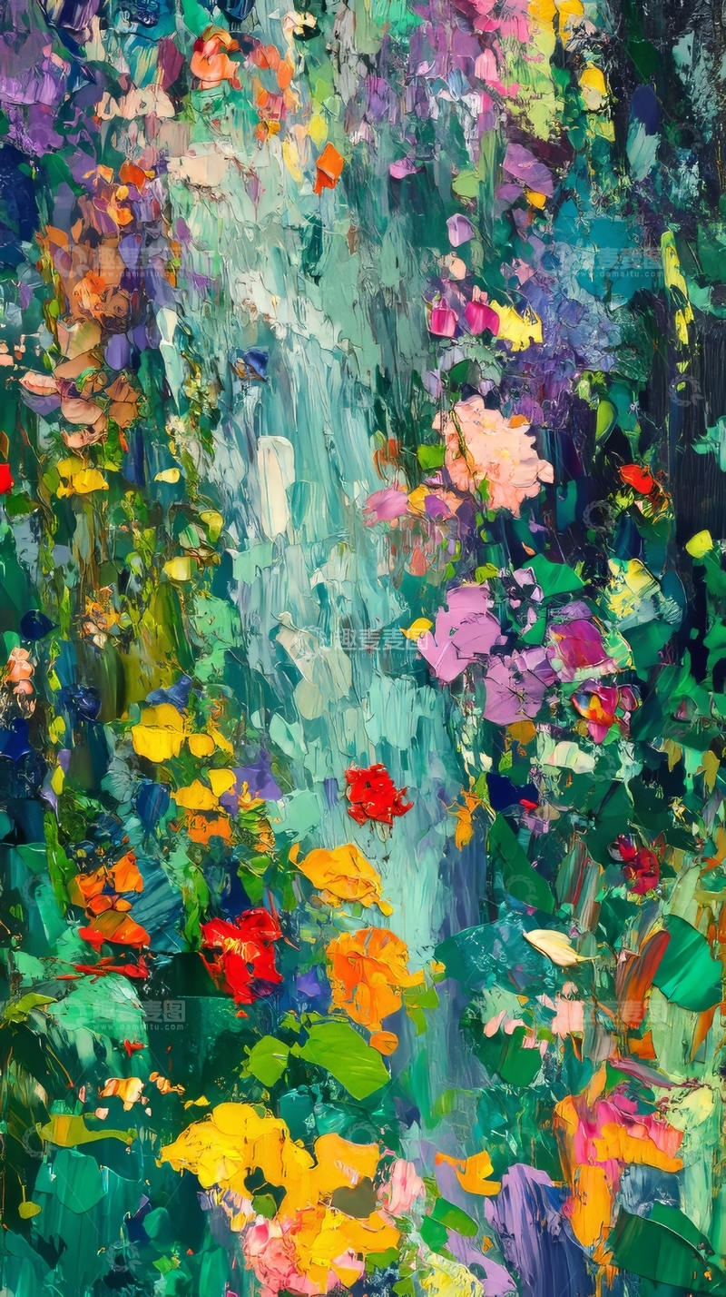 高清大图下载【趣麦麦图】色彩斑斓的花卉瀑布