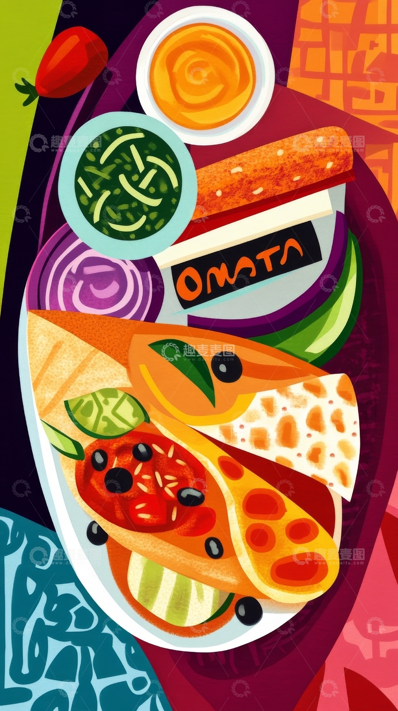 高清大图下载【趣麦麦图】色彩斑斓的美食拼盘