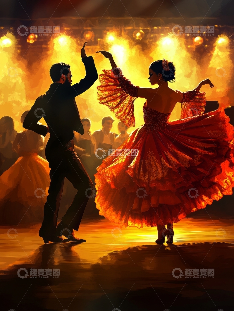 高清大图下载【趣麦麦图】舞者在灯光下激情表演