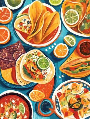 色彩斑斓的墨西哥美食拼盘