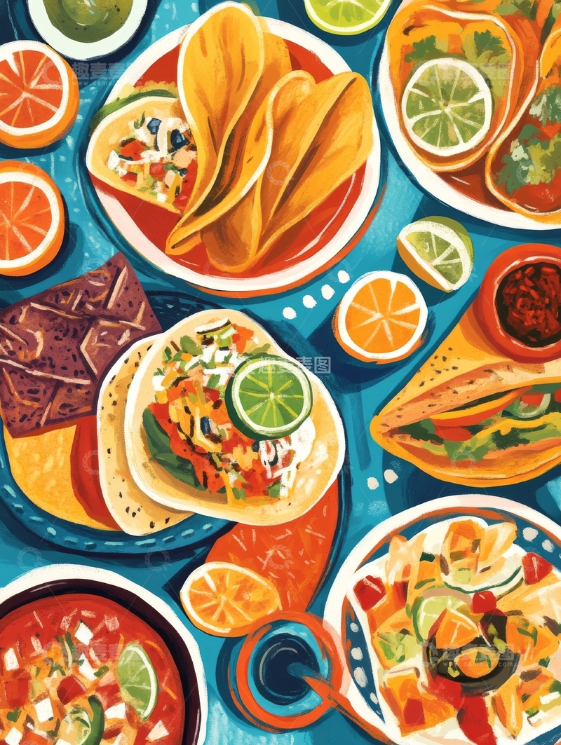 高清大图下载【趣麦麦图】色彩斑斓的墨西哥美食拼盘