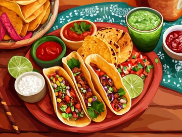 色彩斑斓的墨西哥美食拼盘