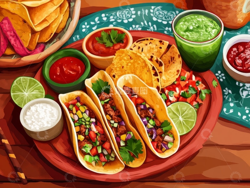 高清大图下载【趣麦麦图】色彩斑斓的墨西哥美食拼盘