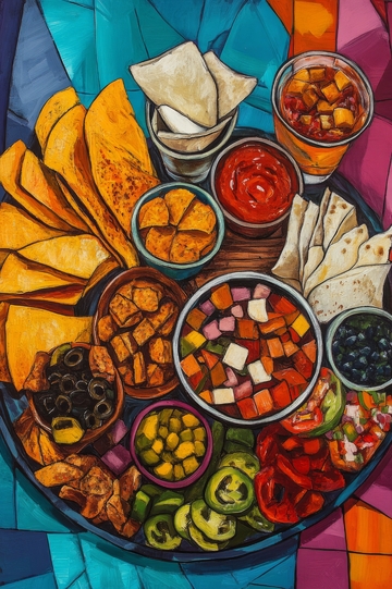 色彩斑斓的墨西哥美食拼盘