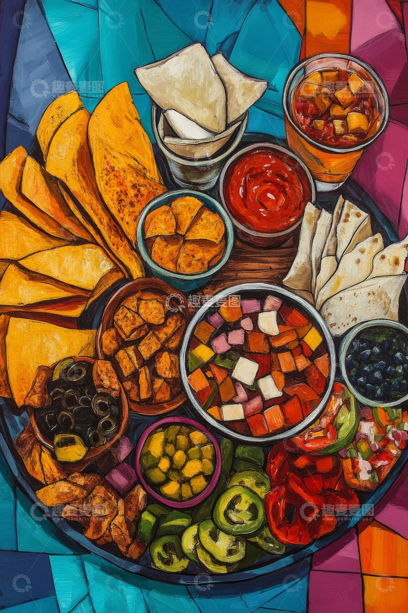 高清大图下载【趣麦麦图】色彩斑斓的墨西哥美食拼盘