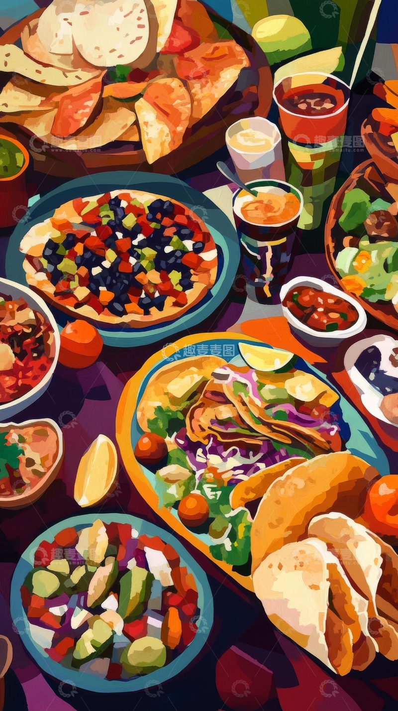 高清大图下载【趣麦麦图】丰盛的餐桌美食