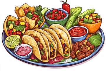 色彩鲜艳的墨西哥美食拼盘