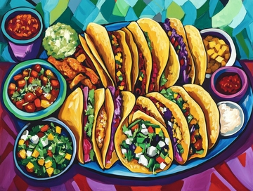 色彩斑斓的墨西哥美食拼盘