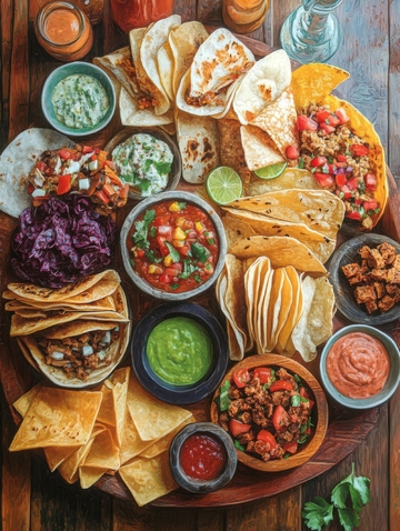 丰盛的墨西哥美食拼盘