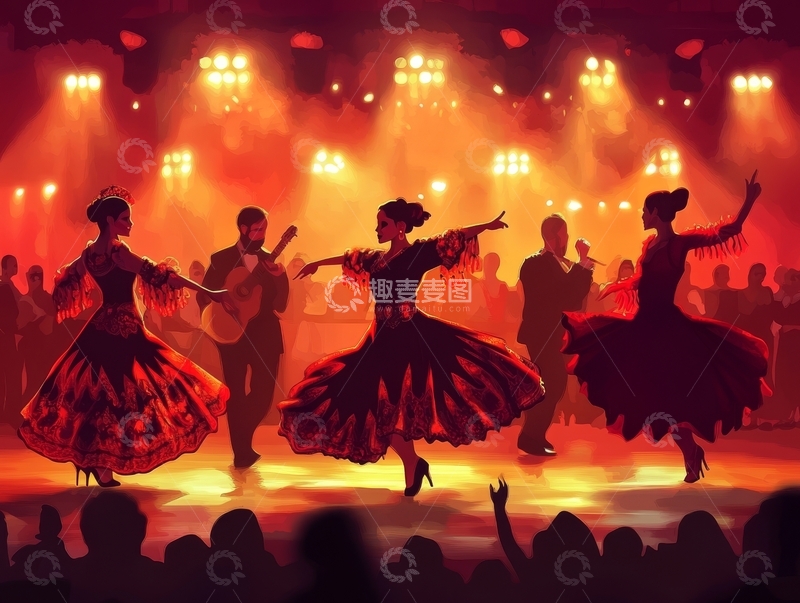 高清大图下载【趣麦麦图】热烈的弗拉门戈舞蹈表演