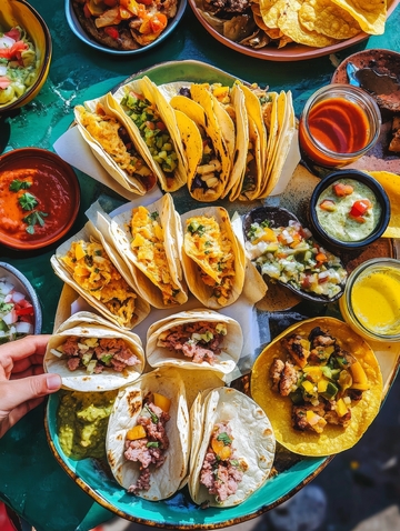色彩斑斓的墨西哥美食拼盘