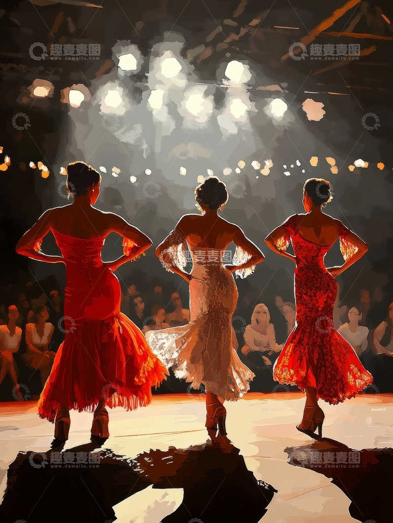 高清大图下载【趣麦麦图】舞台上的三位舞者
