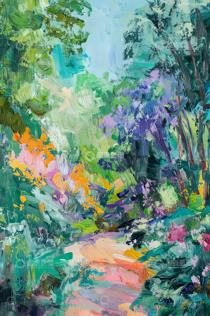 高清大图下载【趣麦麦图】色彩斑斓的林间小径