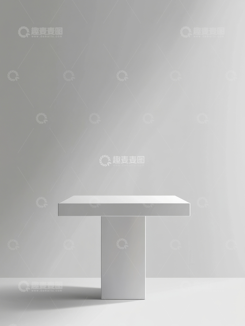 高清大图下载【趣麦麦图】简约白色展台置于空旷背景中