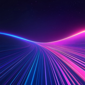 霓虹光带在星空下的流动轨迹