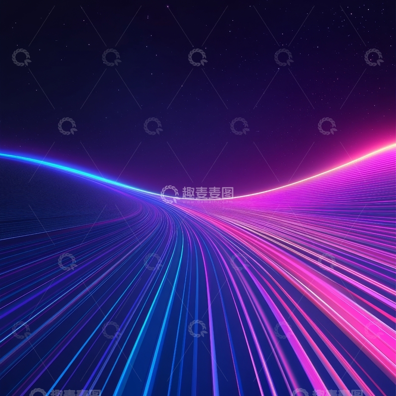 高清大图下载【趣麦麦图】霓虹光带在星空下的流动轨迹
