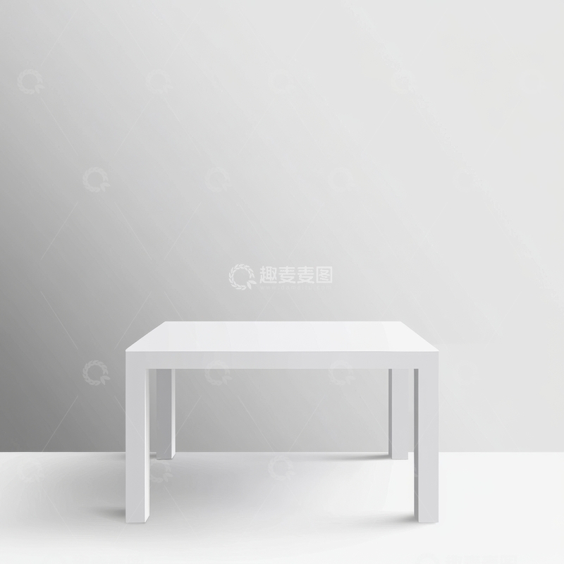 高清大图下载【趣麦麦图】简约白色桌子置于纯白背景中
