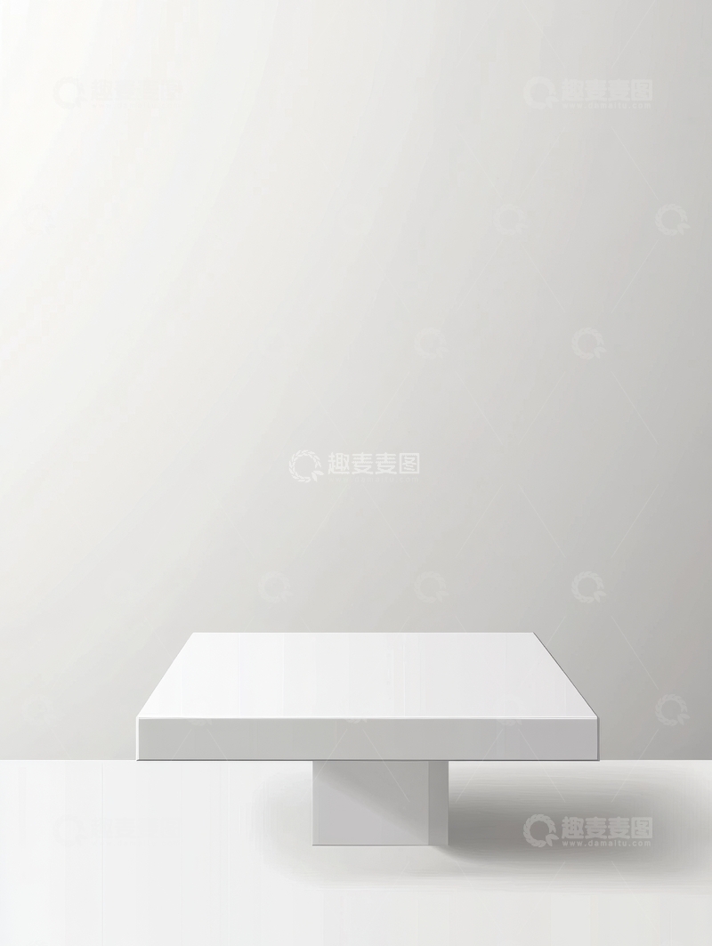 高清大图下载【趣麦麦图】简约白色展台置于空白背景中