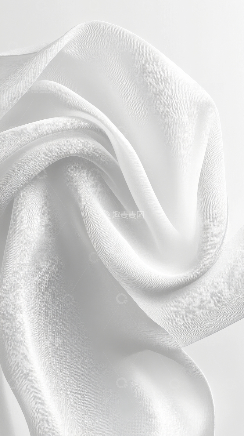 高清大图下载【趣麦麦图】白色丝质布料的柔和褶皱