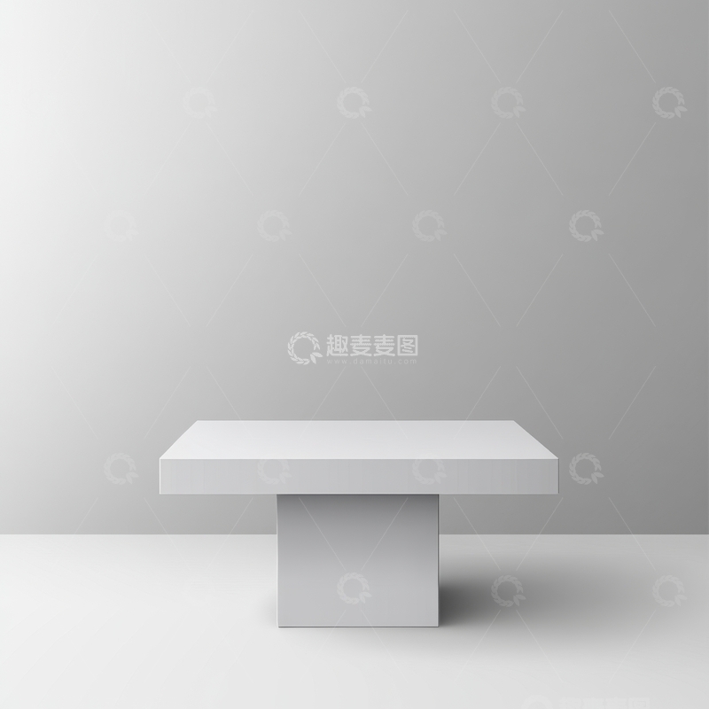 高清大图下载【趣麦麦图】简约白色展台置于空旷背景中