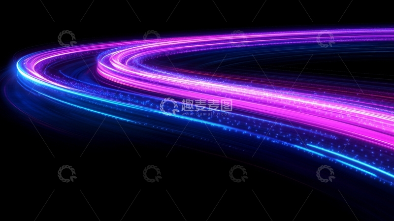 高清大图下载【趣麦麦图】光轨曲线：蓝紫交织的动态轨迹