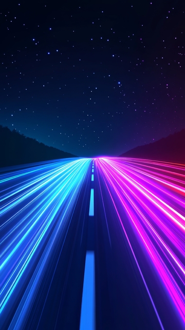 霓虹光轨夜景公路