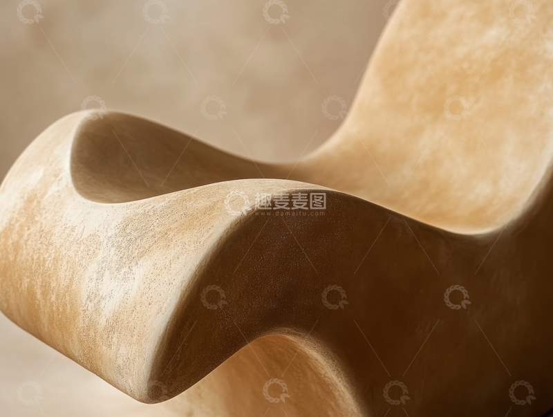 高清大图下载【趣麦麦图】木质曲线雕塑的细节特写