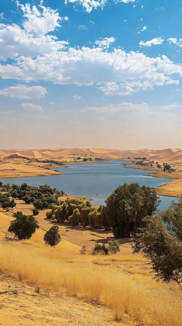 沙漠中的湖泊与绿洲