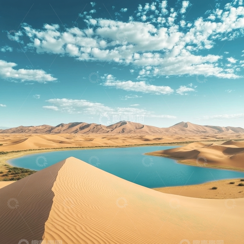 高清大图下载【趣麦麦图】沙漠中的绿洲