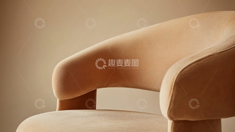 高清大图下载【趣麦麦图】米色弧形扶手椅特写