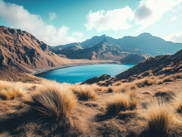 山间湖泊与金黄草甸